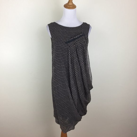 COP COPINE 2ply Fabric Multi-Color Print KANON Bubble Hem Overlay Details Dress - Picture 8 of 13